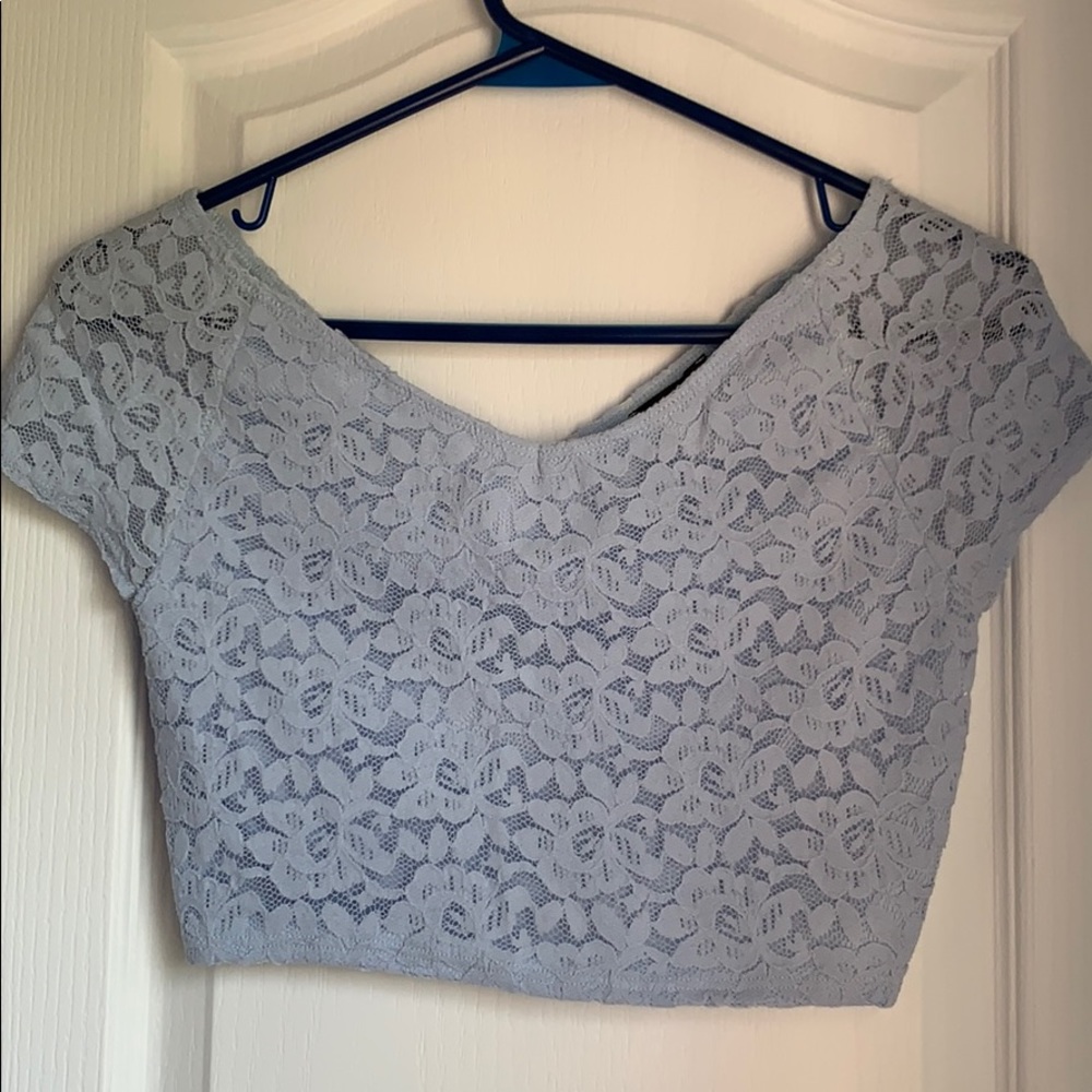 ✨3 FOR $25✨ TOPSHOP Blue Lace Crop Top